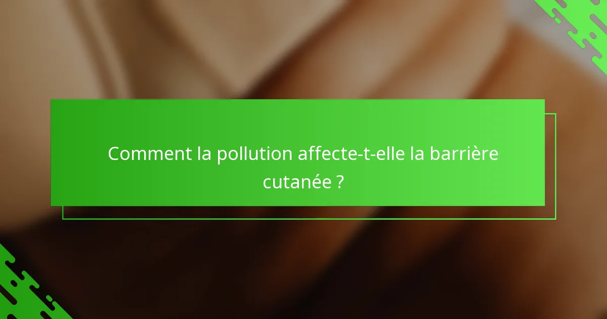 Comment la pollution affecte-t-elle la barrière cutanée ?
