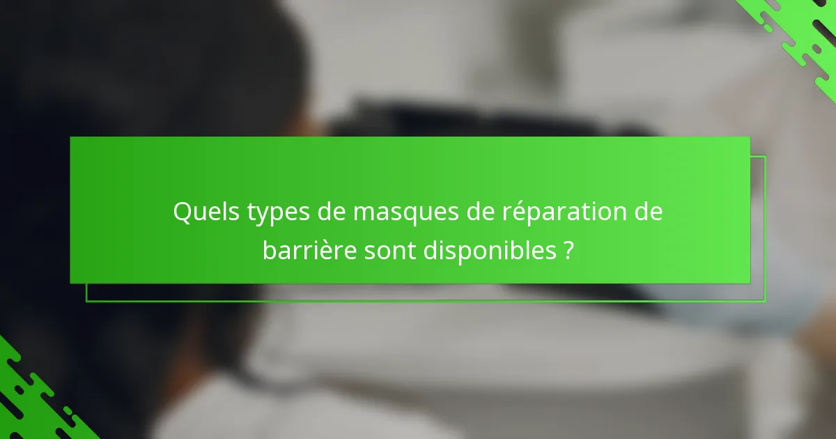 Quels types de masques de réparation de barrière sont disponibles ?